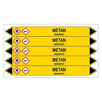 Značení potrubí, metan,5 ks, 150 × 12 mm